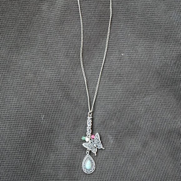 Vintage Aztec Bohemian Medallion Butterfly Necklace - Picture 3 of 15